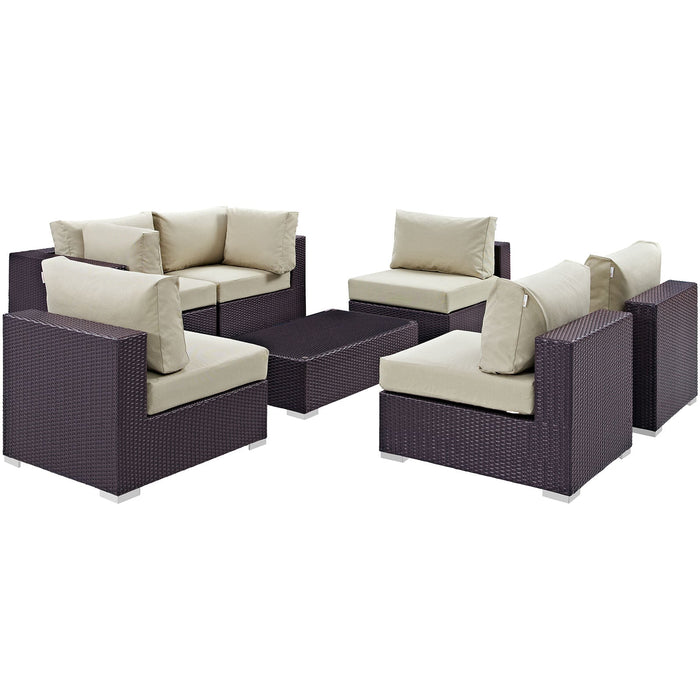 Convene 7 Piece Outdoor Patio Sectional Set by Modway - angle view