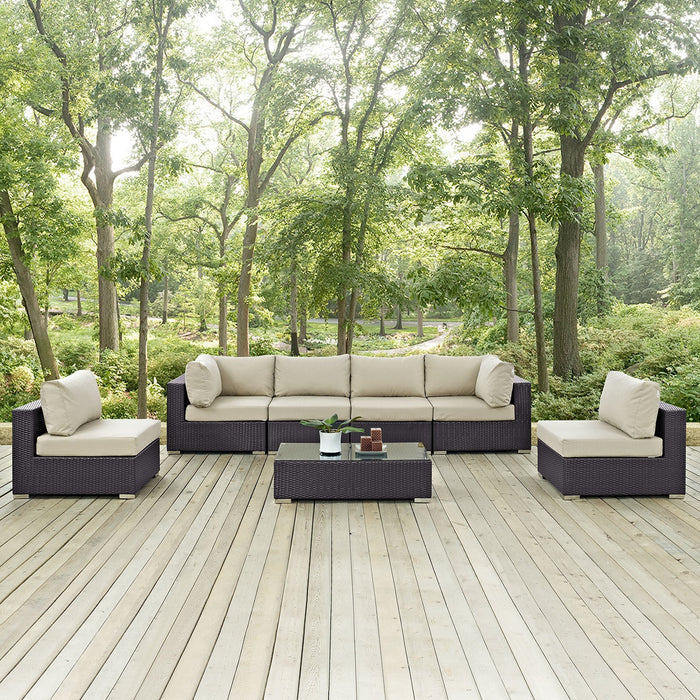 Convene 7 Piece Outdoor Patio Sectional Set by Modway - side view