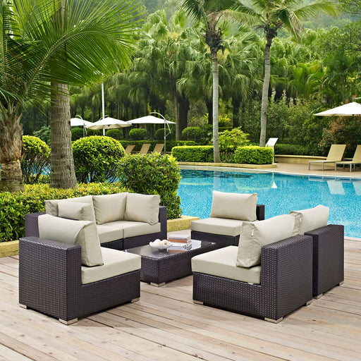 Convene 7 Piece Outdoor Patio Sectional Set by Modway - front view