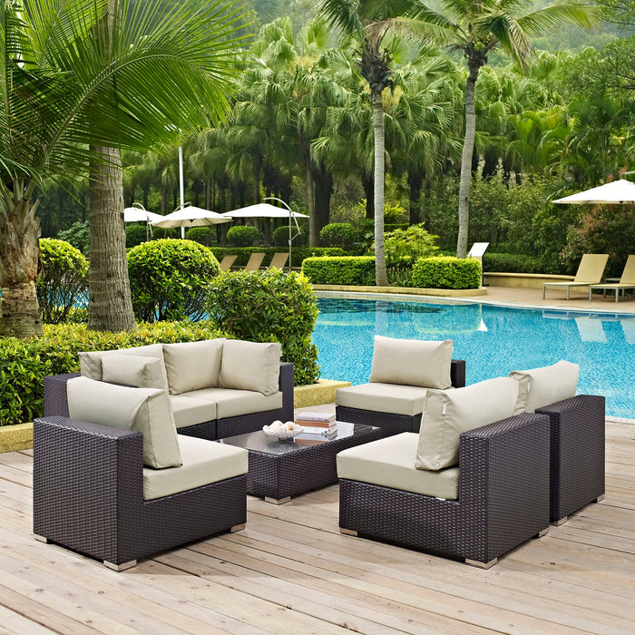 Convene 7 Piece Outdoor Patio Sectional Set by Modway - front view