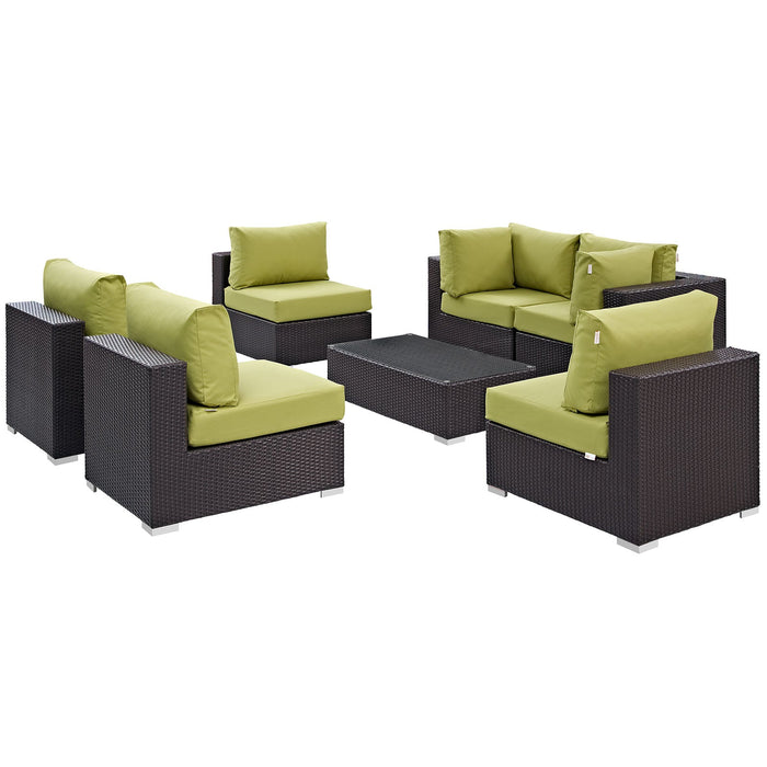 Convene 7 Piece Outdoor Patio Sectional Set outdoor patio furniture set back view