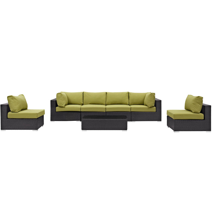 Convene 7 Piece Outdoor Patio Sectional Set outdoor patio furniture set lifestyle shot