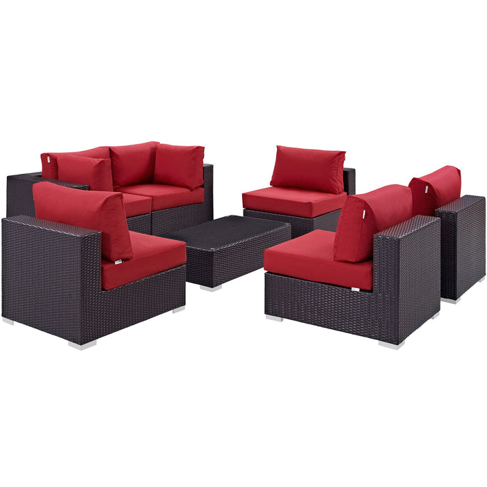 Convene 7 Piece Outdoor Patio Sectional Set outdoor patio furniture set angle view