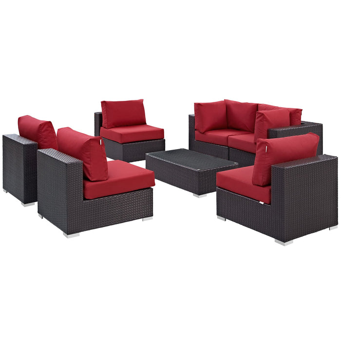 Convene 7 Piece Outdoor Patio Sectional Set outdoor patio furniture set seating detail