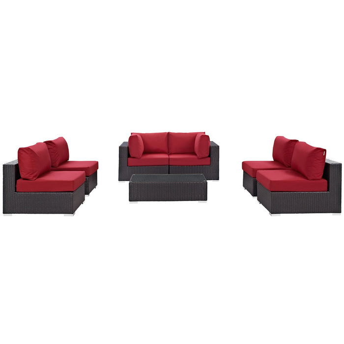 Convene 7 Piece Outdoor Patio Sectional Set outdoor patio furniture set lifestyle shot