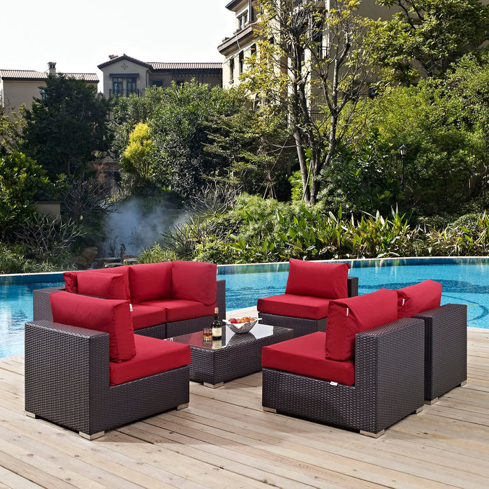 Convene 7 Piece Outdoor Patio Sectional Set outdoor patio furniture set dimensions and measurements