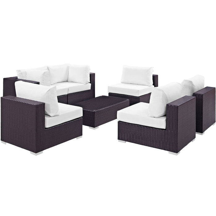 Convene 7 Piece Outdoor Patio Sectional Set outdoor patio furniture set back view