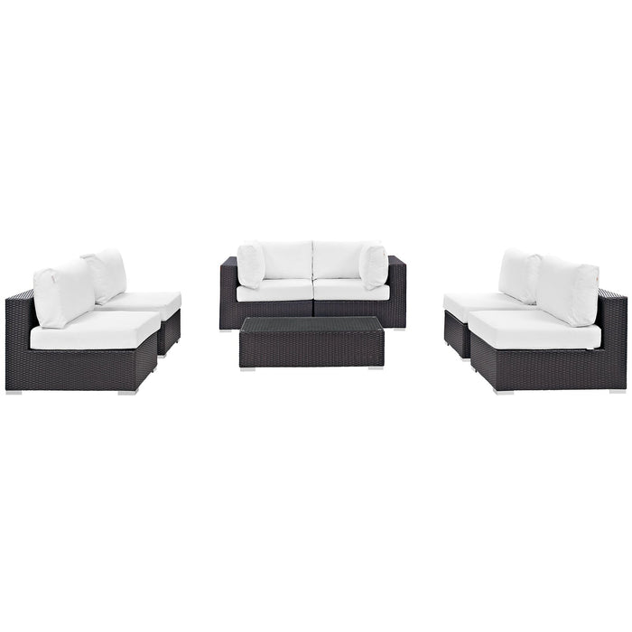 Convene 7 Piece Outdoor Patio Sectional Set outdoor patio furniture set dimensions and measurements