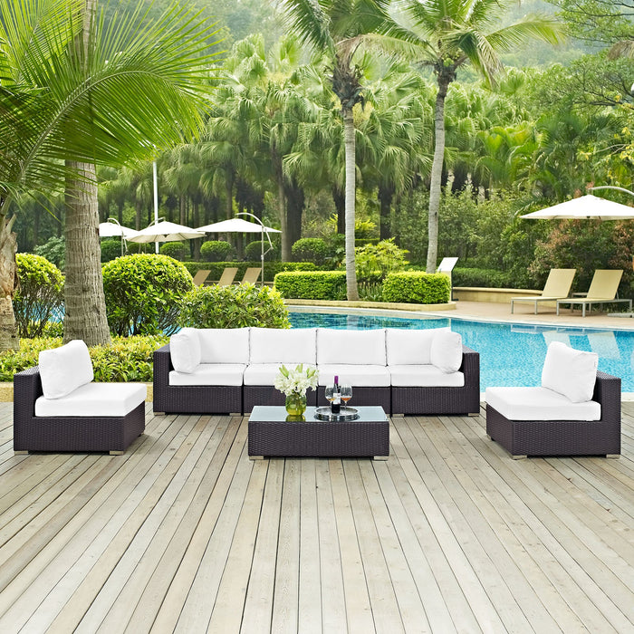 Convene 7 Piece Outdoor Patio Sectional Set outdoor patio furniture set angle view