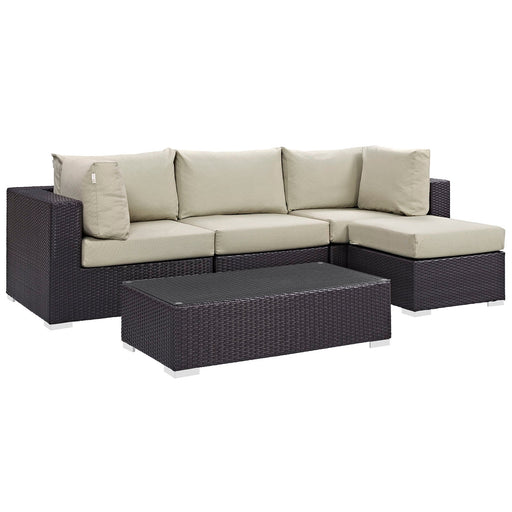 Convene 5 Piece Outdoor Patio Sectional Set by Modway - angle view