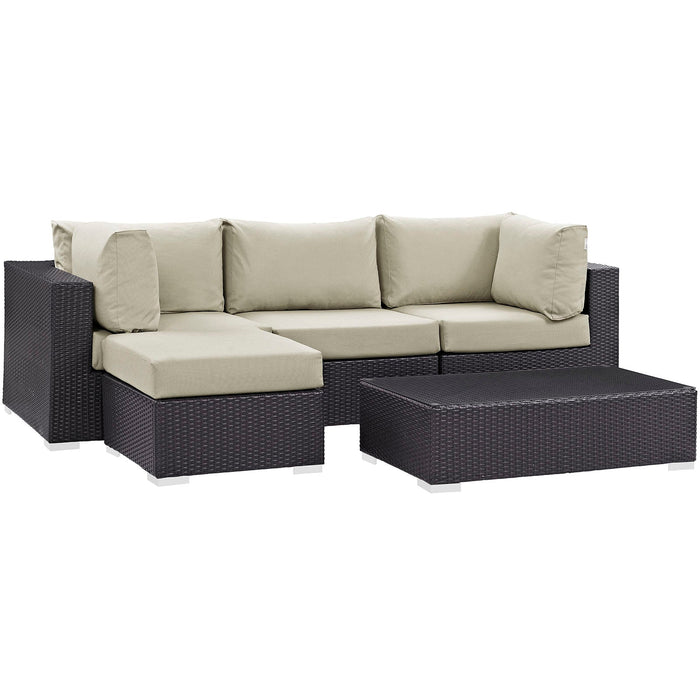 Convene 5 Piece Outdoor Patio Sectional Set by Modway - side view