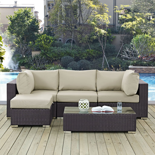 Convene 5 Piece Outdoor Patio Sectional Set by Modway - front view