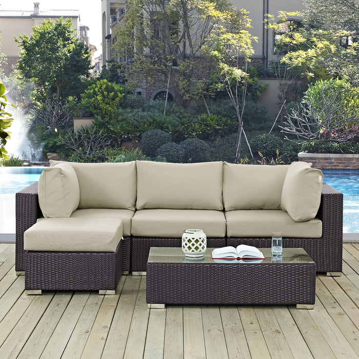 Convene 5 Piece Outdoor Patio Sectional Set by Modway - front view
