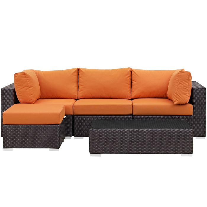 Convene 5 Piece Outdoor Patio Sectional Set outdoor patio furniture set lifestyle shot