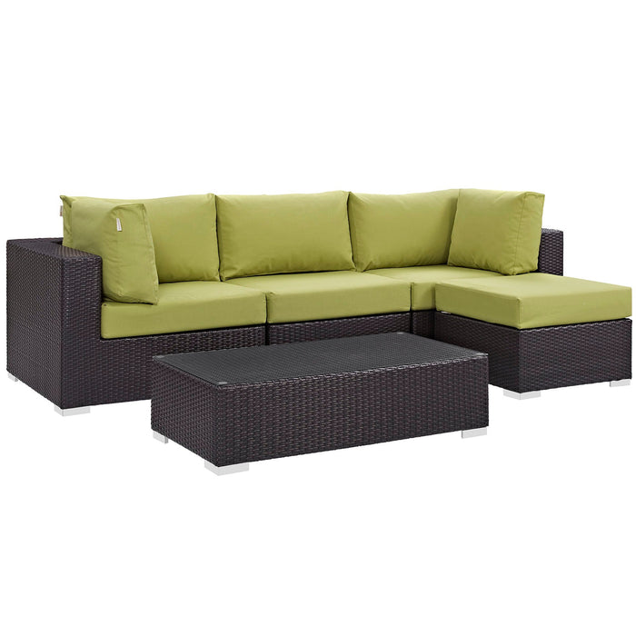 Convene 5 Piece Outdoor Patio Sectional Set outdoor patio furniture set angle view