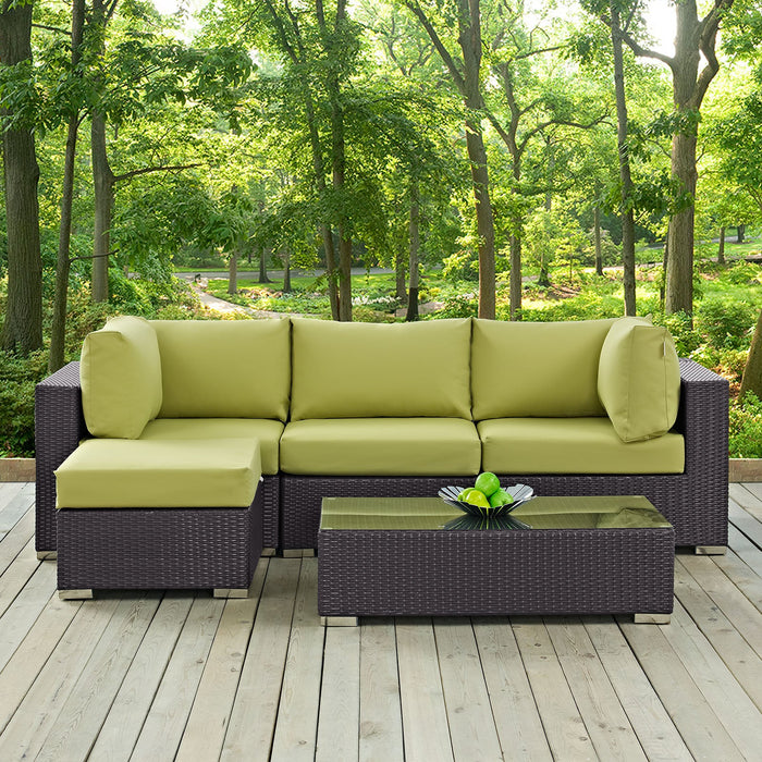 Convene 5 Piece Outdoor Patio Sectional Set outdoor patio furniture set dimensions and measurements