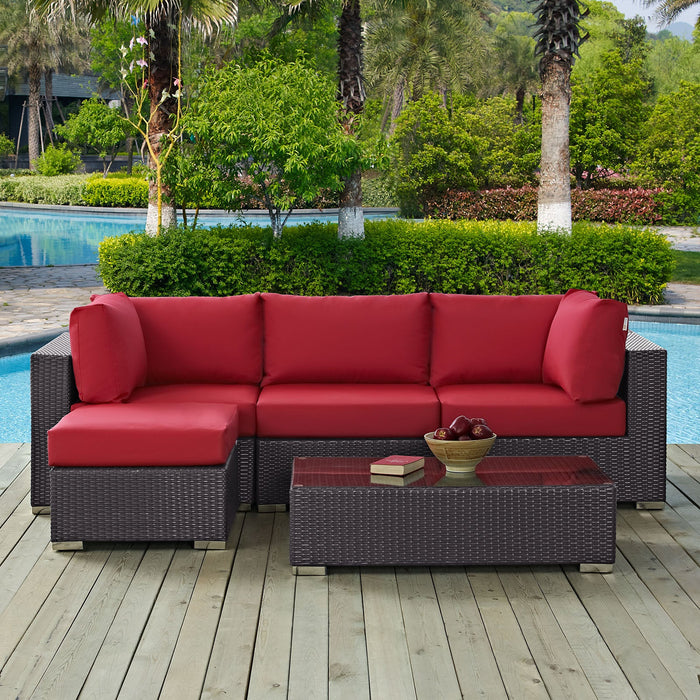 Convene 5 Piece Outdoor Patio Sectional Set outdoor patio furniture set dimensions and measurements
