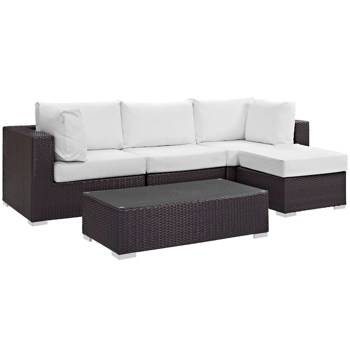 Convene 5 Piece Outdoor Patio Sectional Set outdoor patio furniture set angle view