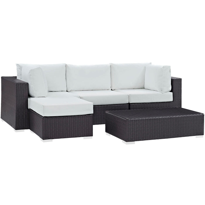 Convene 5 Piece Outdoor Patio Sectional Set outdoor patio furniture set back view