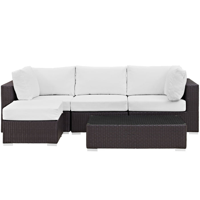 Convene 5 Piece Outdoor Patio Sectional Set outdoor patio furniture set lifestyle shot