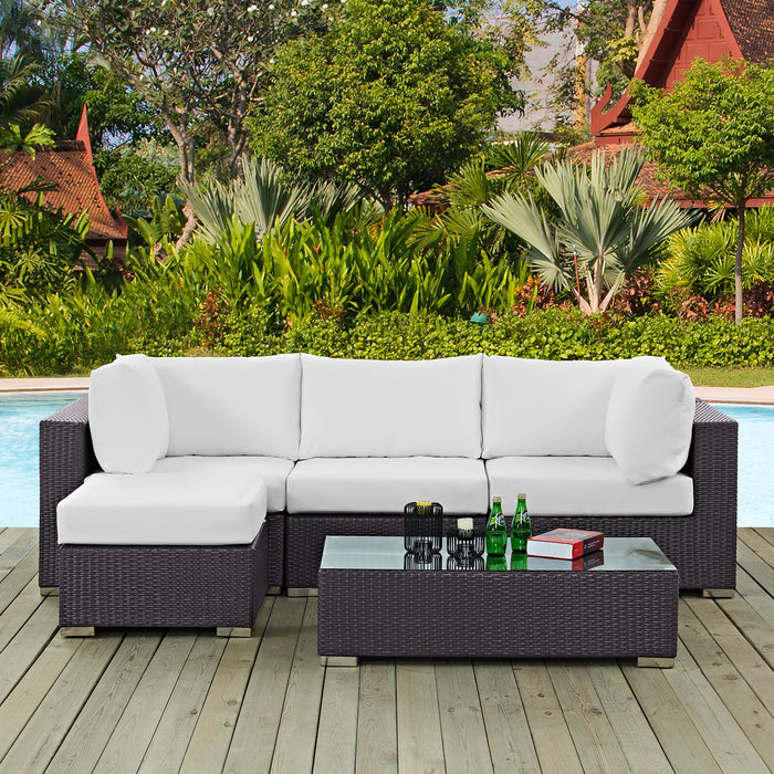 Convene 5 Piece Outdoor Patio Sectional Set outdoor patio furniture set dimensions and measurements