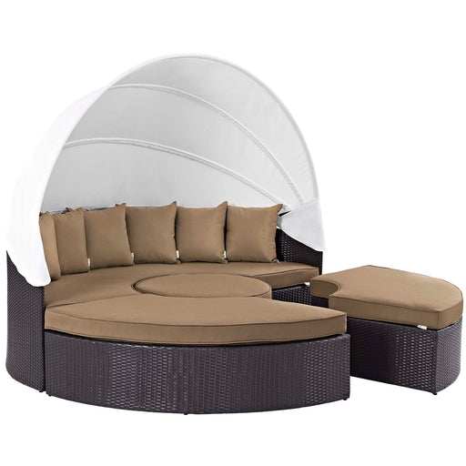 Convene Wicker Rattan Outdoor Patio Canopy Sectional Daybed by Modway - angle view