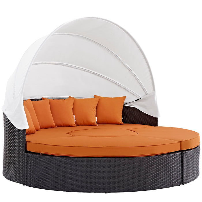 Convene Wicker Rattan Outdoor Patio Canopy Sectional Daybed by Modway - interior view