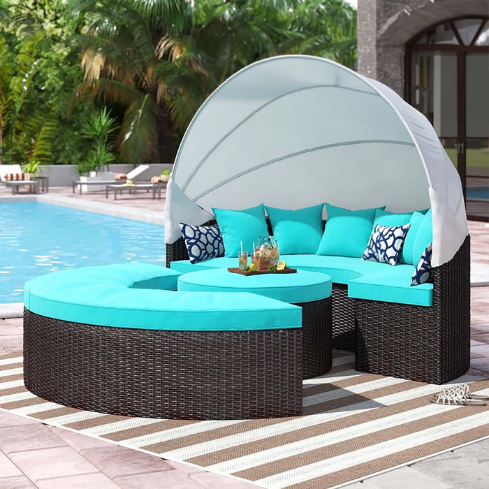 Convene Wicker Rattan Outdoor Patio Canopy Sectional Daybed by Modway - view 22