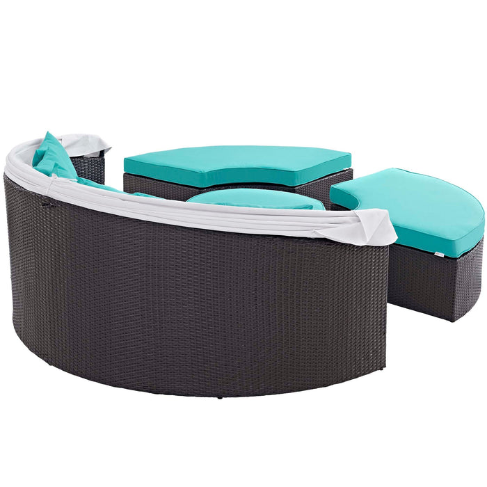 Convene Wicker Rattan Outdoor Patio Canopy Sectional Daybed outdoor chaise lounge back view
