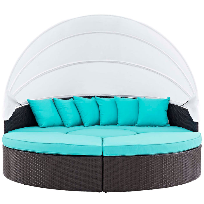 Convene Wicker Rattan Outdoor Patio Canopy Sectional Daybed outdoor chaise lounge seating detail