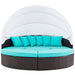 Convene Wicker Rattan Outdoor Patio Canopy Sectional Daybed outdoor chaise lounge seating detail