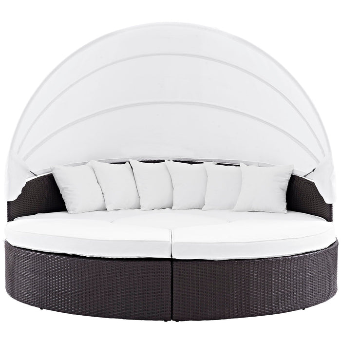 Convene Wicker Rattan Outdoor Patio Canopy Sectional Daybed outdoor chaise lounge dimensions and measurements