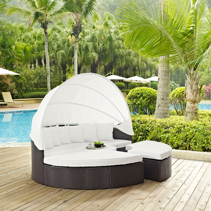 Convene Wicker Rattan Outdoor Patio Canopy Sectional Daybed outdoor chaise lounge