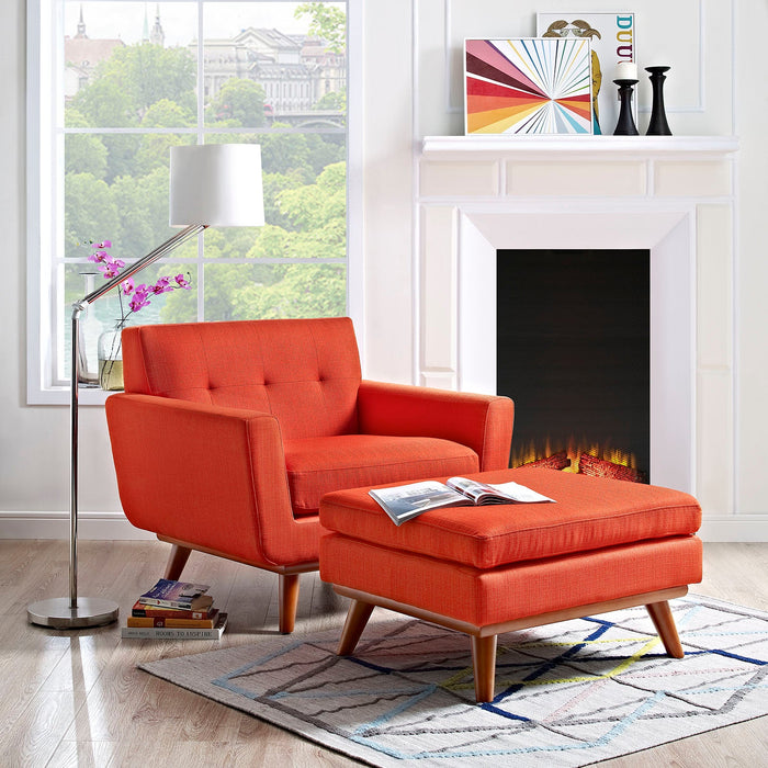 Engage Stylish 2-Piece Armchair and Ottoman Set - Plush Cushions and Elegant Design for Comfort