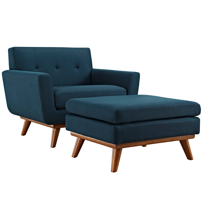 Engage Stylish 2-Piece Armchair and Ottoman Set - Plush Cushions and Elegant Design for Comfort