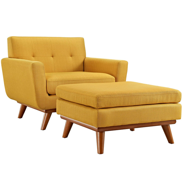 Engage Stylish 2-Piece Armchair and Ottoman Set - Plush Cushions and Elegant Design for Comfort
