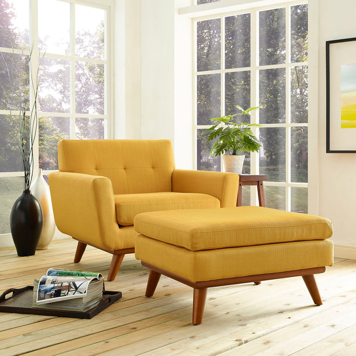Engage Stylish 2-Piece Armchair and Ottoman Set - Plush Cushions and Elegant Design for Comfort