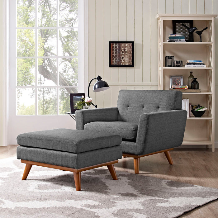 Engage Stylish 2-Piece Armchair and Ottoman Set - Plush Cushions and Elegant Design for Comfort