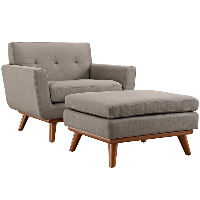 Engage Stylish 2-Piece Armchair and Ottoman Set - Plush Cushions and Elegant Design for Comfort