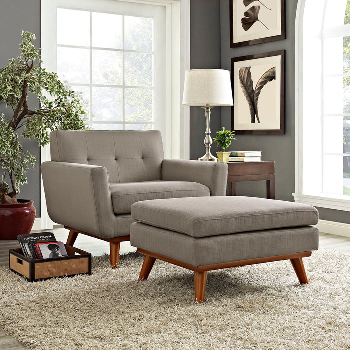 Engage Stylish 2-Piece Armchair and Ottoman Set - Plush Cushions and Elegant Design for Comfort