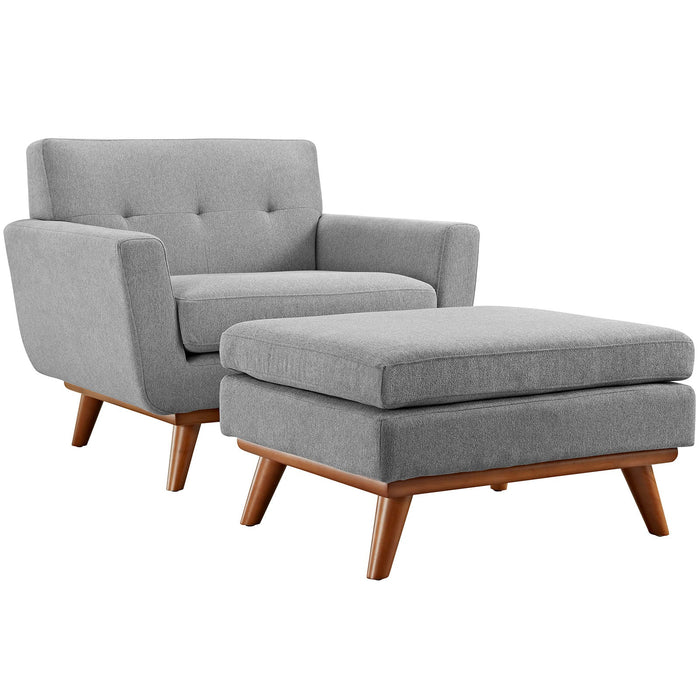 Engage Stylish 2-Piece Armchair and Ottoman Set - Plush Cushions and Elegant Design for Comfort