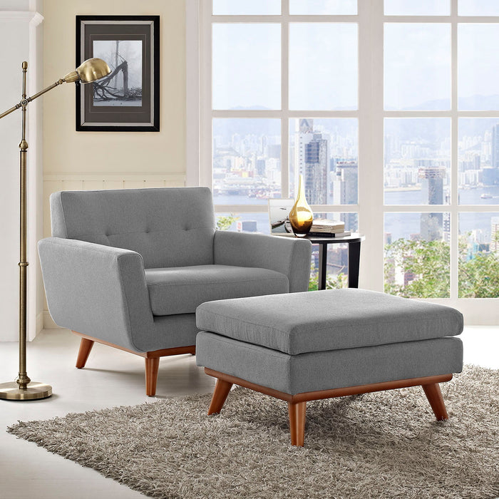 Engage Stylish 2-Piece Armchair and Ottoman Set - Plush Cushions and Elegant Design for Comfort