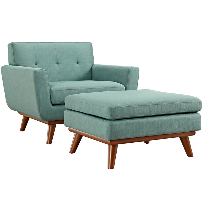 Engage Stylish 2-Piece Armchair and Ottoman Set - Plush Cushions and Elegant Design for Comfort