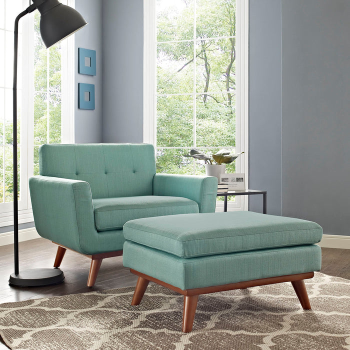 Engage Stylish 2-Piece Armchair and Ottoman Set - Plush Cushions and Elegant Design for Comfort