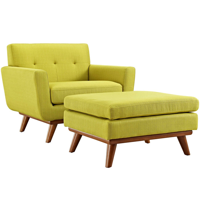 Engage Stylish 2-Piece Armchair and Ottoman Set - Plush Cushions and Elegant Design for Comfort