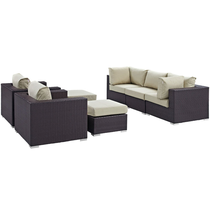 Convene 7 Piece Outdoor Patio Sectional Set by Modway - side view