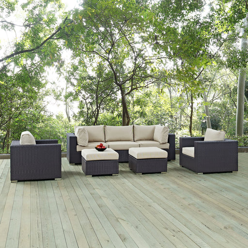 Convene 7 Piece Outdoor Patio Sectional Set by Modway - front view
