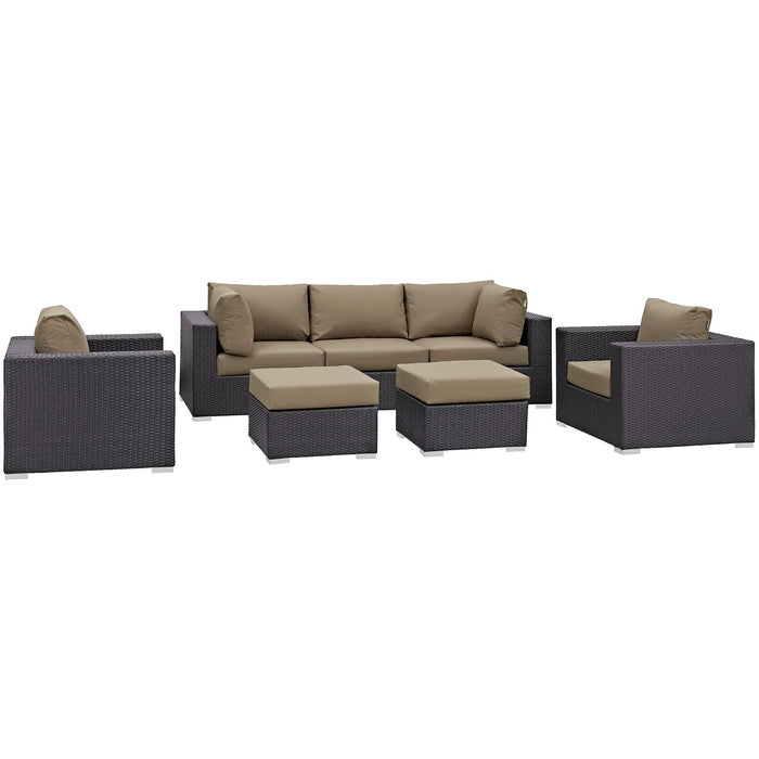 Convene 7 Piece Outdoor Patio Sectional Set by Modway - top view
