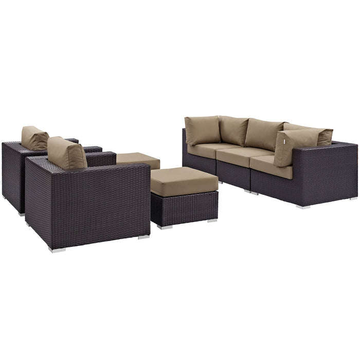 Convene 7 Piece Outdoor Patio Sectional Set by Modway - interior view