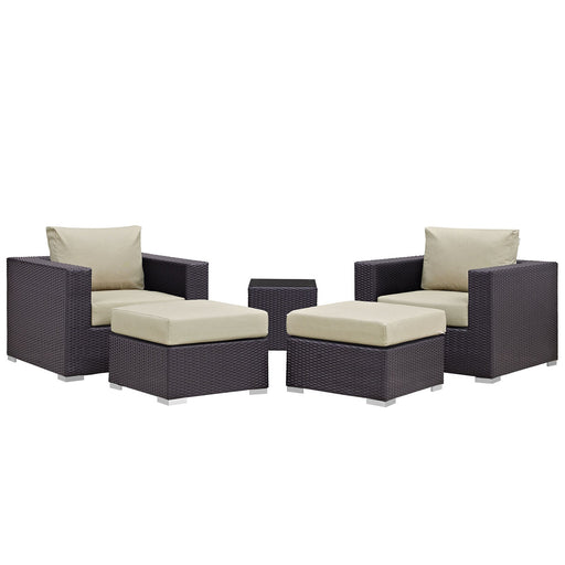 Convene 5 Piece Outdoor Patio Sectional Set - alternate angle view